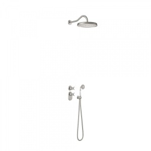 Kit thermostatique de douche encastré avec fermeture et réglage du débit (2 voies) - TRES 24235202AC Acier