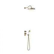 Kit thermostatique de douche encastré avec fermeture et réglage du débit (2 voies) - TRES 24235202LV Laiton Vieilli