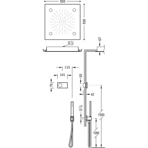 Kit de douche thermostatique électronique et encastré SHOWER TECHNOLOGY CHROMOTHERAPY avec Contrôle électronique compris (blanc)