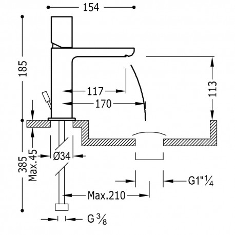 Mitigeur lavabo avec bec cascade - TRES 20010102D
