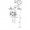 Kit thermostatique de douche encastré avec fermeture et réglage du débit (2 voies) - TRES 24235202AC Acier