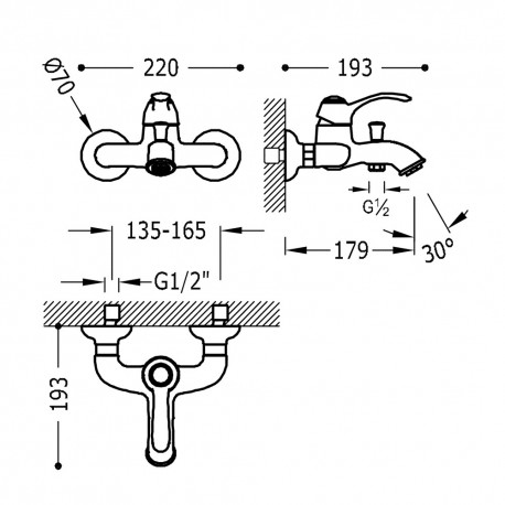 Mitigeur bain Douchette à main anticalcaire avec support orientable Finition Laiton vieilli -  TRES 24217001LV