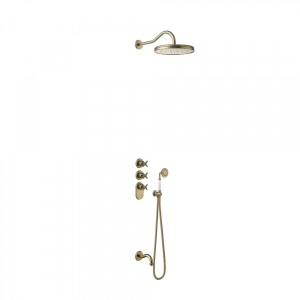 Kit thermostatique baignoire encastré avec fermeture et réglage du débit (2 voies) - TRES 24235301LV Laiton Vieilli