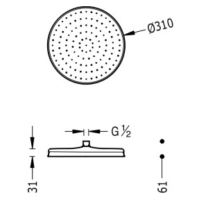 Douche de tête anticalcaire CLASIC/RETRO Ø 310 mm. - TRES 29933703LV