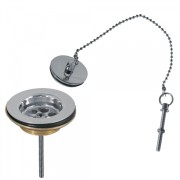 Bonde de lavabo sans trop‑plein  Bouchon en laiton avec chaînette - TRES 13463910