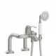Mitigeur bain d’étagère Douchette à main anticalcaire avec Flexible double agrafage Acier - TRES 24219401AC