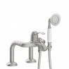Mitigeur bain d’étagère Douchette à main anticalcaire avec Flexible double agrafage Acier - TRES 24219401AC