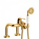 Mitigeur bain d’étagère Douchette à main anticalcaire avec Flexible double agrafage OR 24K - TRES 24219401OR