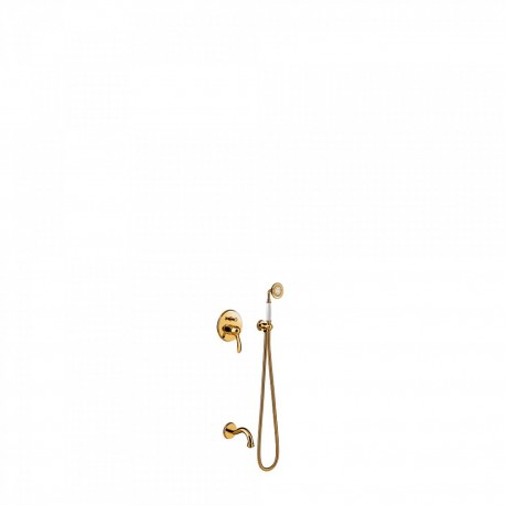 Kit de bain‑douche à encastrer avec fermeture et réglage du débit - TRES 24218005OR Or