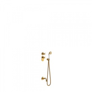 Kit thermostatique baignoire encastré avec fermeture et réglage du débit (2 voies) - TRES 24235201OR Or