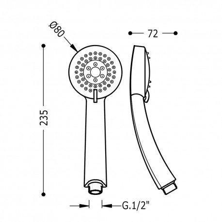 Douche massage AQUA PLUS 2 types de jet - TRES 134627