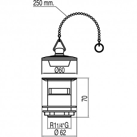 Bonde de lavabo avec trop‑plein  Bouchon en laiton avec chaînette - TRES 13474320