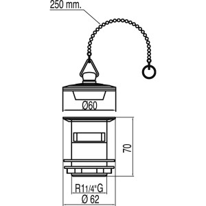 Bonde de lavabo avec trop‑plein  Bouchon en laiton avec chaînette - TRES 13474320