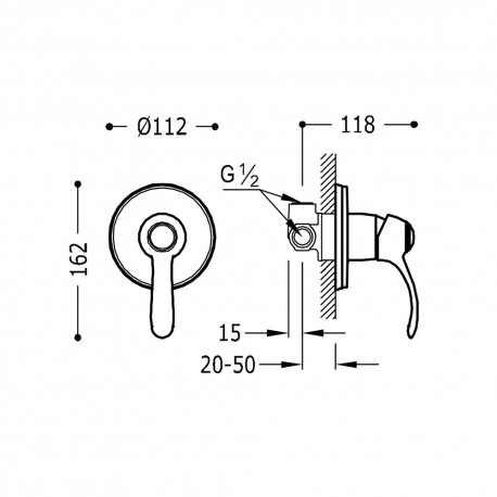 Mitigeur à encastrer (1 voie) corps encastré inclus - TRES 24217701OR