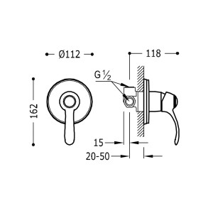 Mitigeur à encastrer (1 voie) corps encastré inclus - TRES 24217701OR