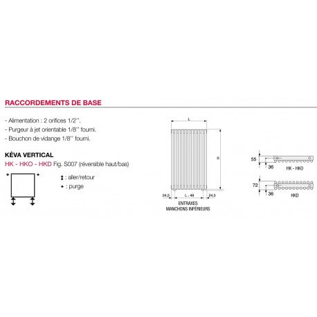 Radiateur eau chaude ACOVA KEVA Vertical Simple 632W