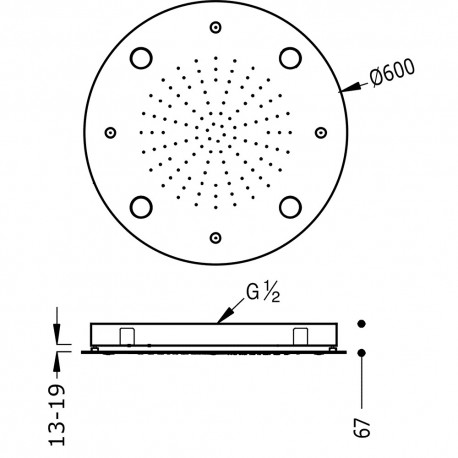Douche acier inoxydable de tête anticalcaire CHROMOTHERAPY 2 types de jet (Pluie/Micro drop) - TRES 29995801
