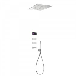 Kit de douche thermostatique électronique et encastré SHOWER TECHNOLOGY CHROMOTHERAPY avec contrôle électronique compris (noir) 