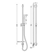 Barre coulissante  Ø 20,6 mm. Long. 966 mm. Flexible satin. Avec prise d'eau murale - TRES 06193104