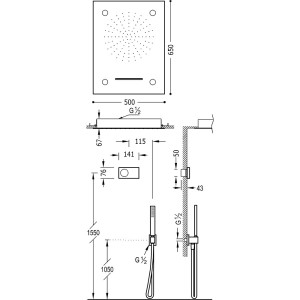 Kit de douche thermostatique électronique et encastré SHOWER TECHNOLOGY CHROMOTHERAPY avec contrôle électronique compris (blanc)