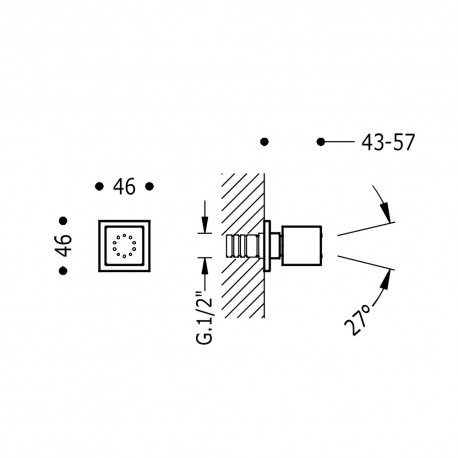 Douche latérale d'hydromassage avec 1 type de jet orientable - TRES 9134515