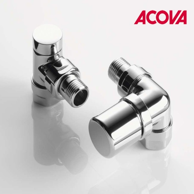 Kit G robinetterie manuelle thermostatisable  équerre d'angle droit pour radiateur - ACOVA 991528