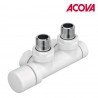 Kit Q BLANC robinetterie thermostatisable en H coude tête à gauche monotube / bitube chromé - ACOVA 991601
