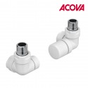 Pack robinetterie manuelle thermostatisable équerre d'angle droit pour sèche-serviettes - ACOVA 991491