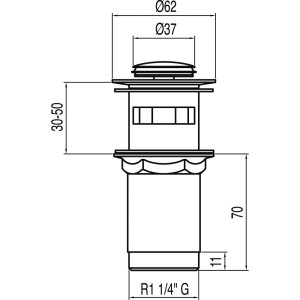 Bonde de lavabo avec trop‑plein  Ø 37 mm CLICK‑CLACK - TRES 13454110