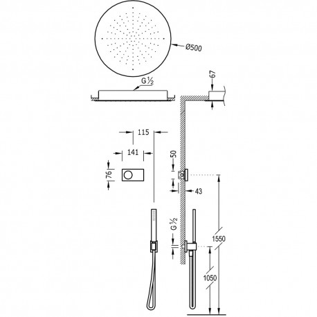 Kit de douche thermostatique électronique et encastré SHOWER TECHNOLOGY avec contrôle électronique compris (blanc) - TRES 092865
