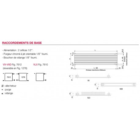 Radiateur chauffage central ACOVA - FASSANE horizontal  893W VX-066-120