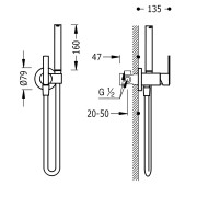Mitigeur encastrable pour bidet/wc  Support dorite ou gauhe, interchangeable. Flexible satin. - TRES 181223