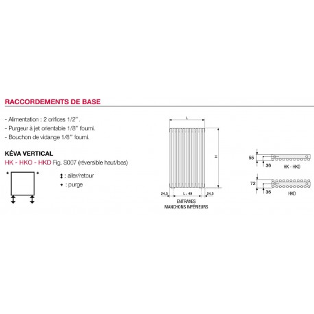 Radiateur chauffage central ACOVA - KEVA vertical  698W HK-200-028