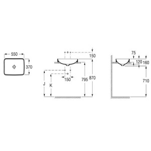 Vasque de salle de bain semi-encastrable Carrée INSPIRA - ROCA A327534000