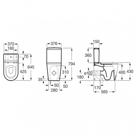 Réservoir pour WC 3/4.5L INSPIRA - ROCA A341520000