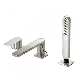 Mitigeur bain sur gorge avec douchette anticalcaire Acier LOFT COLORS - TRES 20016203AC