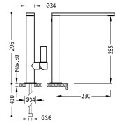 Mitigeur lavabo bec 34x10 mm. - TRES 21140501