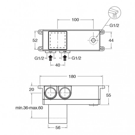 Box universelle 2 ou 3 sorties Droite pour robinetterie encastrée - CRISTINA ONDYNA CS20000