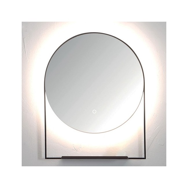 MIROIR ROND AVEC TABLETTE 60 BLACK MAT SENSOR ON/OFF - CRISTINA ONDYNA MNR60