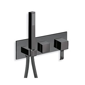 FACADE EXTERNE QUADRI DOUCHE MURALE 2 SORTIES BLACK MAT EX QM608 - CRISTINA ONDYNA QM60213