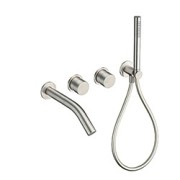 FACADE MITIGEUR BAIN DOUCHE 2 SORTIES  ROSACES  DOUCHETTE INOX - CRISTINA ONDYNA SX10228