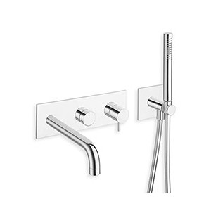 Façade externe bain douche mural 2 sorties Chromé TRIVERDE - CRISTINA ONDYNA TV10251