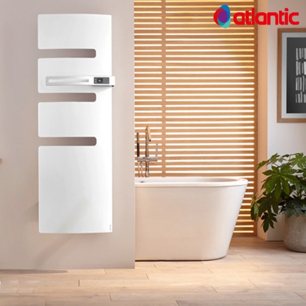 Sèche-serviettes électrique ATLANTIC 1750W (750W+1000W) Mât à droite  SERENIS soufflant