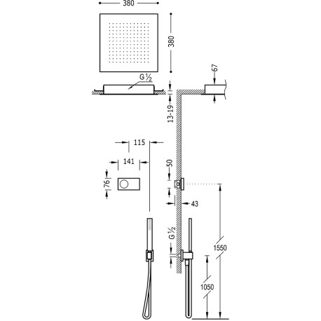 Kit de douche thermostatique électronique encastré SHOWER TECHNOLOGY  - TRES 09286552