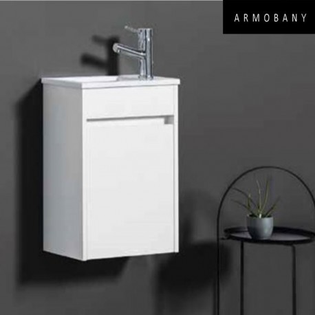 Ensemble meuble lave-mains et vasque Blanc Brillant - ARMOBANY MI4018F