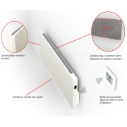 Radiateur à inertie Touch Silicium Blanc Cachemire Mimetic 2000W horizontal - Valderoma BC2000T