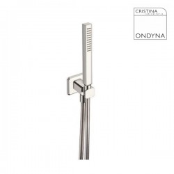 ENSEMBLE APPLIQUE PRISE D'EAU DOUCHETTE FLEXIBLE CARRE CHROME - CRISTINA ONDYNA PD62251