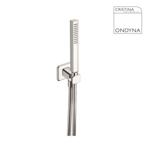 ENSEMBLE APPLIQUE PRISE D'EAU DOUCHETTE FLEXIBLE CARRE CHROME  - CRISTINA ONDYNA PD62251