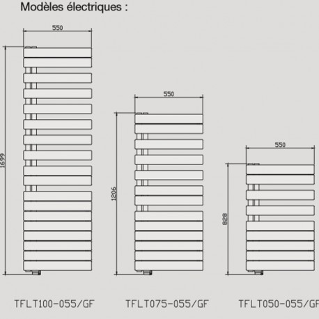 Sèche-serviette ACOVA -  Fassane Spa Twist asymétrique à droite electrique 1000W - TFRT100-055/GF
