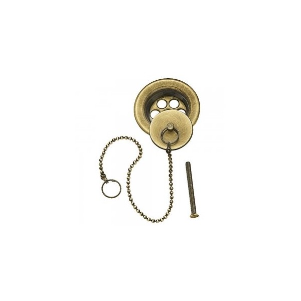 Bonde à bouchon pour lavabo bidet et évier Ø 70 Chaînette 42 cm laiton  vieilli - TRES 9134746051 - Vita Habitat